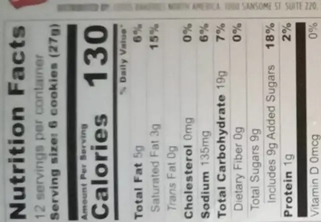 Ginger thins nutrition facts table