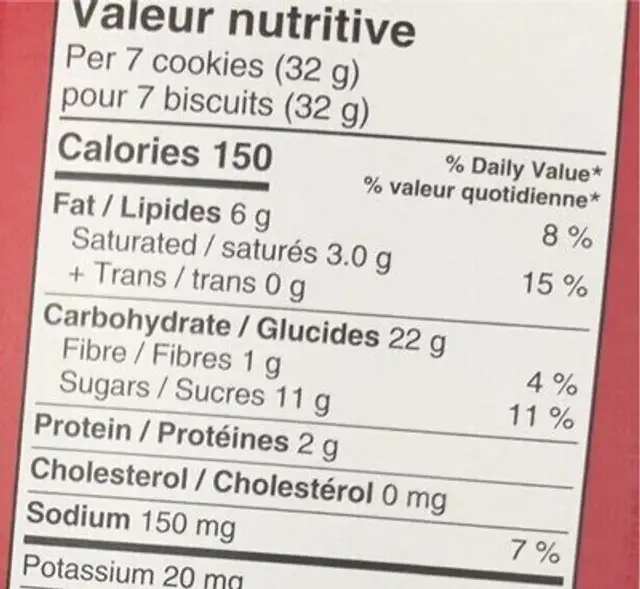 Biscuit au gingembre nutrition facts table