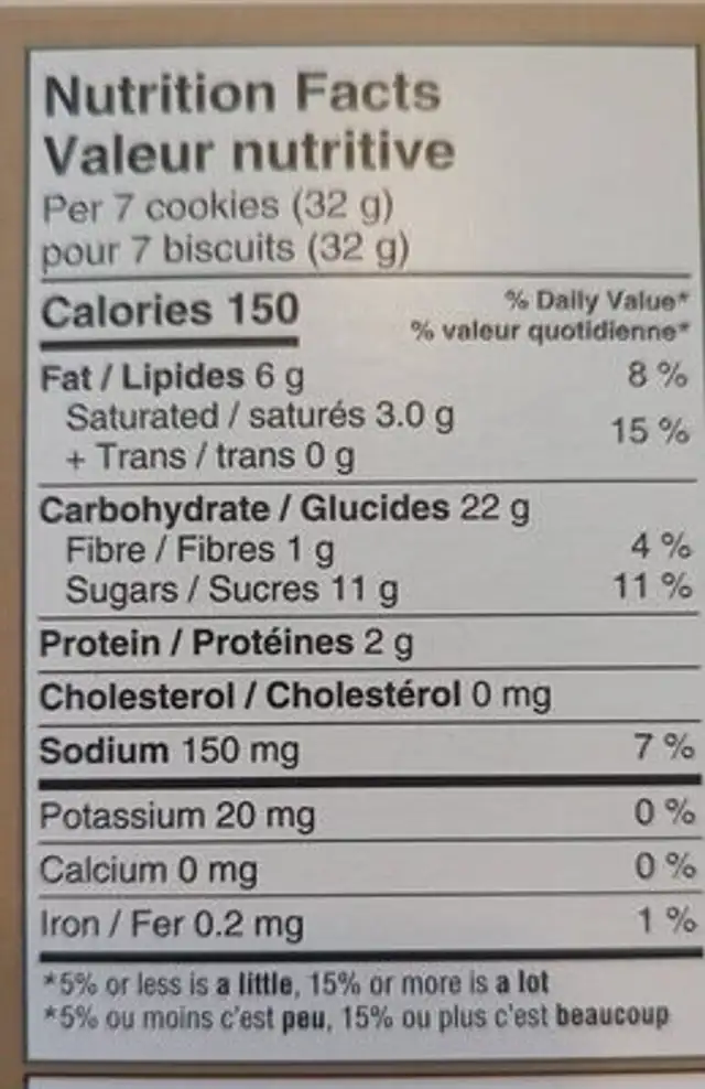 Annas Original Sablés fins à l’amande nutrition facts table