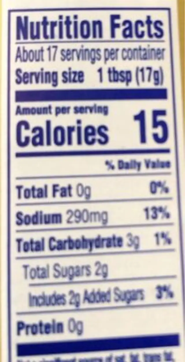 Steak sauce nutrition facts table