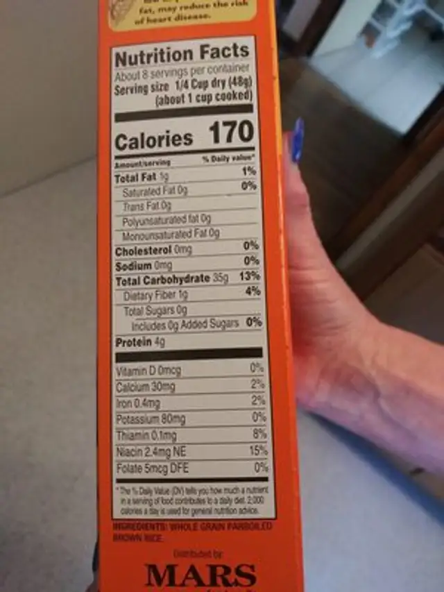 Whole grain brown rice ingredients label