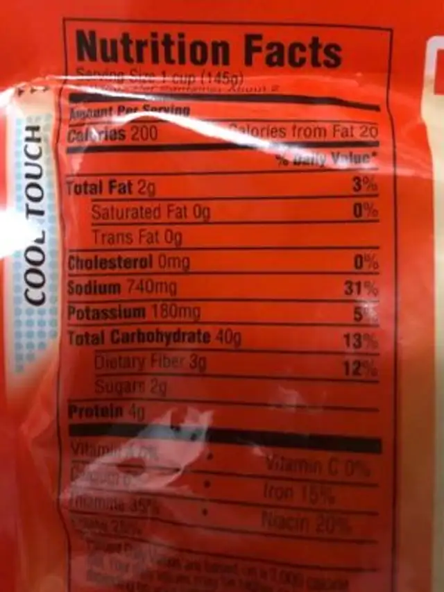 Jambalaya ready rice, jambalaya nutrition facts table