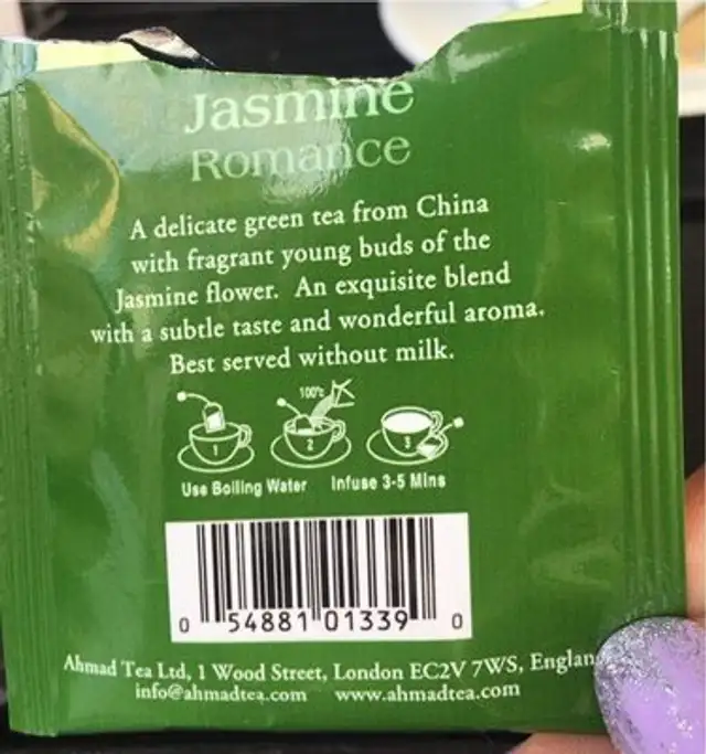 Ahmad Tea Ltd, 1 Wood Street, London EC2V 7WS, England nutrition facts table