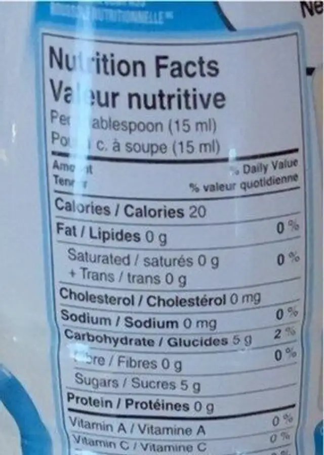 Coffee mate nutrition facts table
