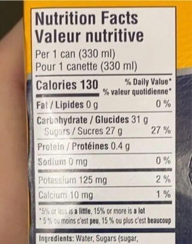 Sanprllegrino aranciata nutrition facts table
