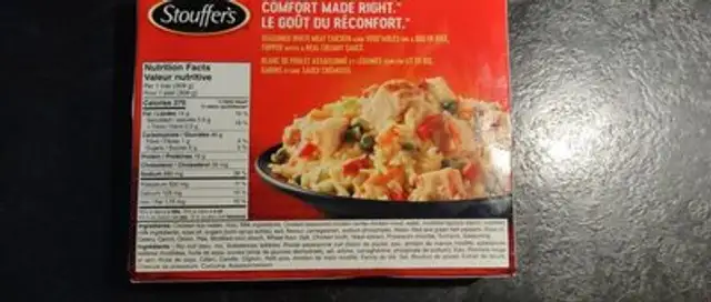 Poulet crémeux et riz nutrition facts table