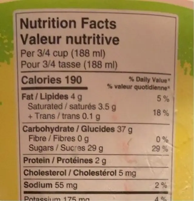 Sour Patch Kids nutrition facts table