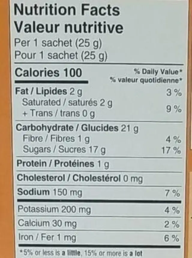 Chocolat chaud nutrition facts table