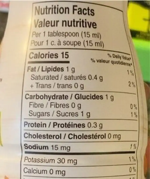 Bliss Almond nutrition facts table