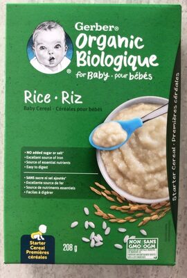 Céréales de riz pour bébés biologiques