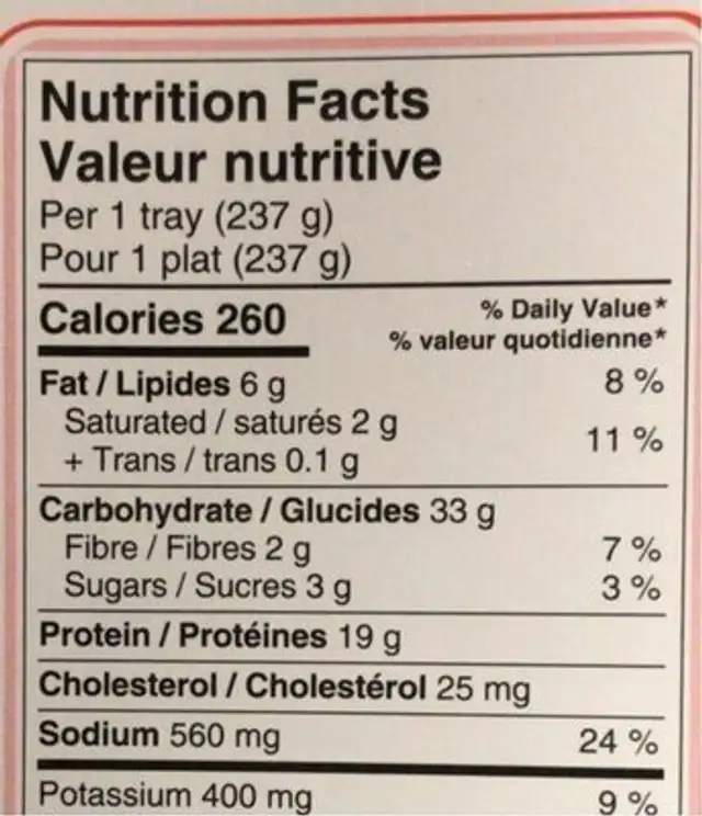 Lean cuisine minceur saveur chicken fettucine nutrition facts table