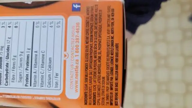 nescafe caramel latte ingredients label