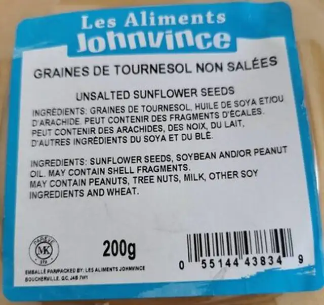 Graines de tournesol non salées