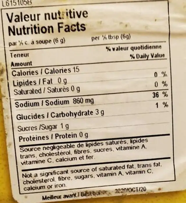 Chicken soup base nutrition facts table