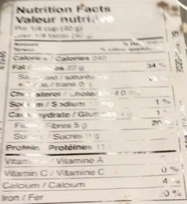 Graine de sésame blanche nutrition facts table