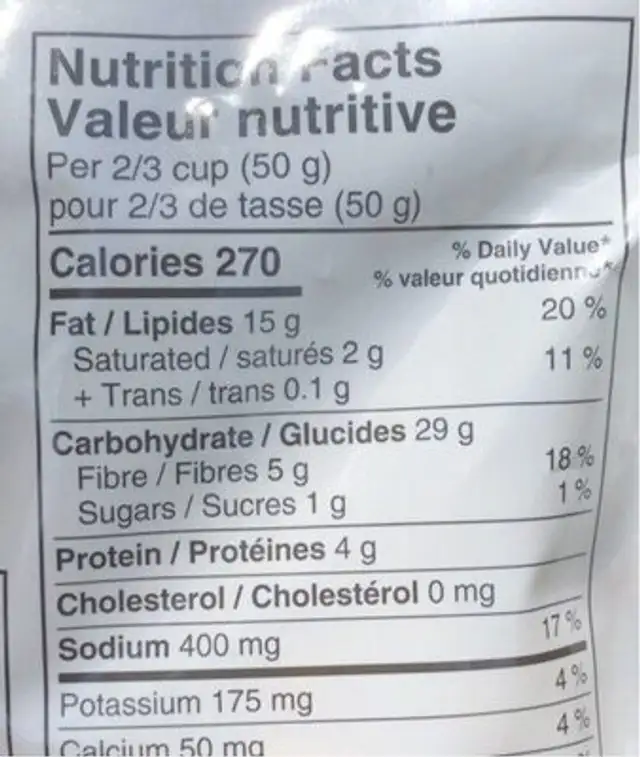 Croustille graine de lin nutrition facts table