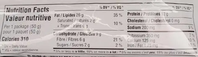 Soya Flavoured Almond nutrition facts table
