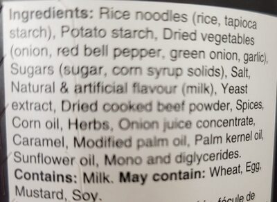 Pho au boeuf ingredients label