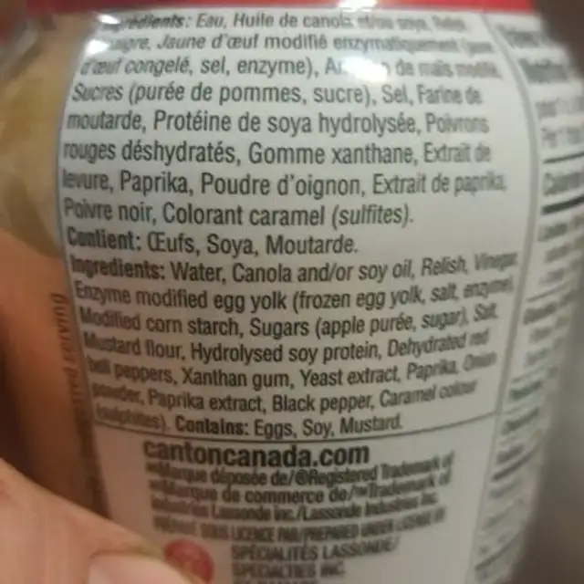 Chinoise ingredients label
