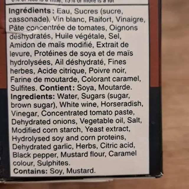 Unknown ingredients label