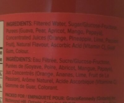 Fruit Punch Tropical Rhythms ingredients label