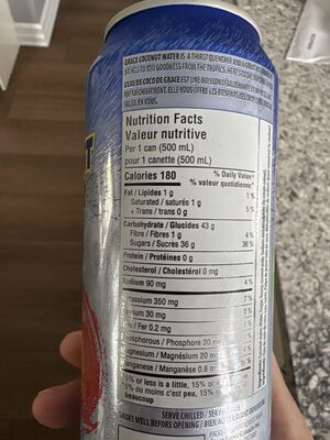 Coconut Water With Coconut Pieces nutrition facts table