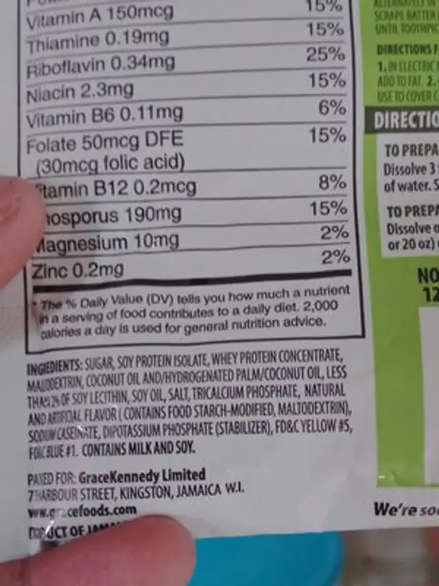 Grace Food Drink Pistachio Flavor ingredients label