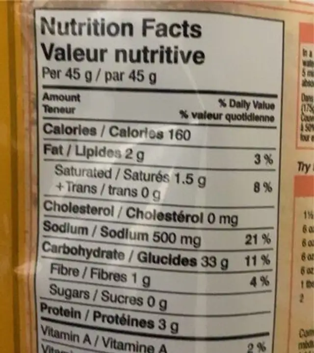 Caribbean Combos Caribbean Seasoned Rice nutrition facts table