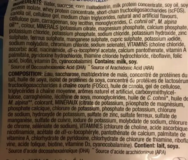 Pediasure complete ingredients label