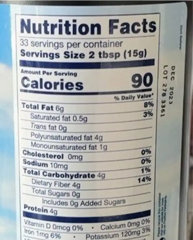 Graines de lin Cold Milled nutrition facts table