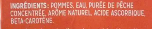 Collation pomme et pêche ingredients label