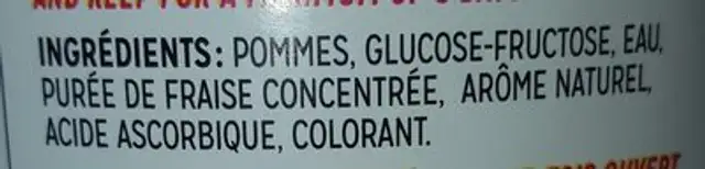Collation pommes et fraises ingredients label