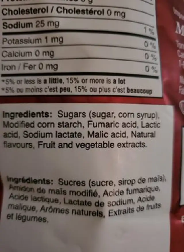 Tangyzangy ingredients label