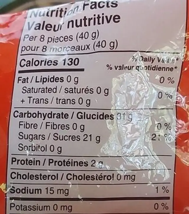 Gummy zone Wacky worms nutrition facts table