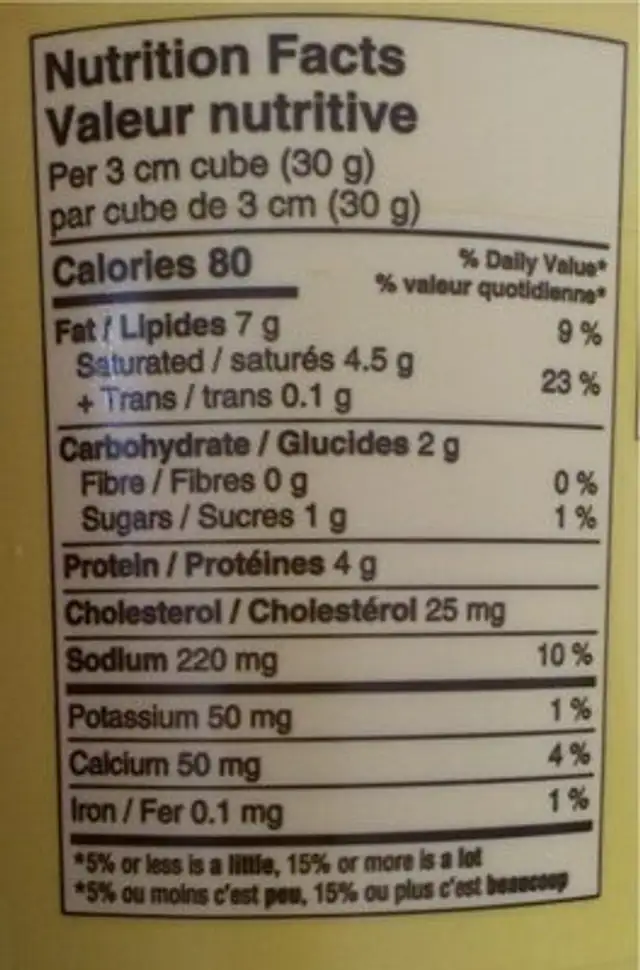 Fromage feta style macédonien nutrition facts table