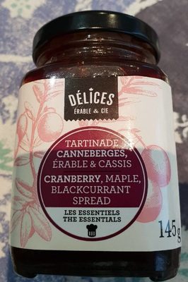 Tartinade canneberges, érable & cassis front packaging