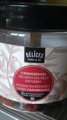 canneberges séchées sucrées entières