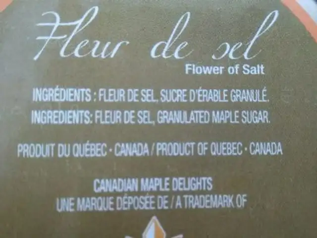 Fleur de sel ingredients label