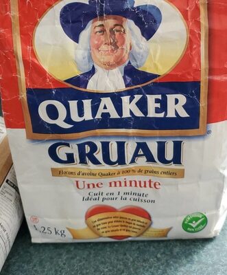 Gruau Quaker 1 minute  pour la cuisson front packaging