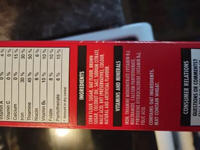 Canuvk crunch ingredients label