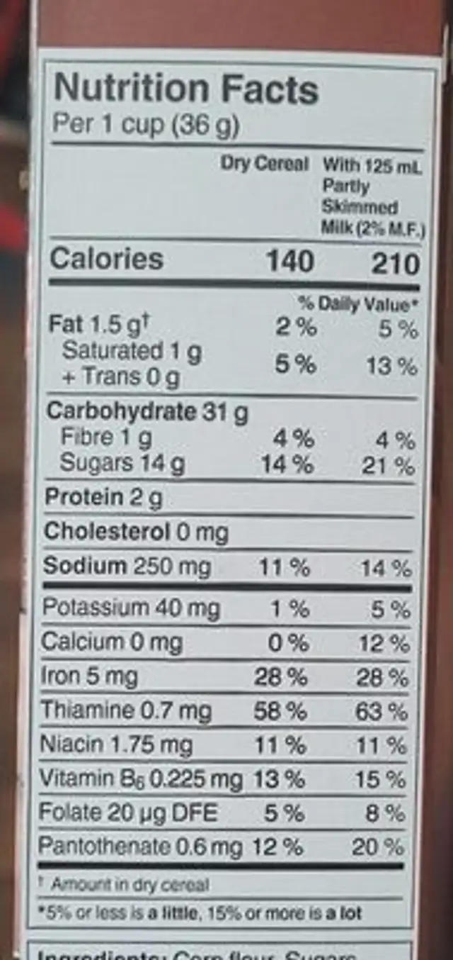 Chocolate caramel captain crunch nutrition facts table