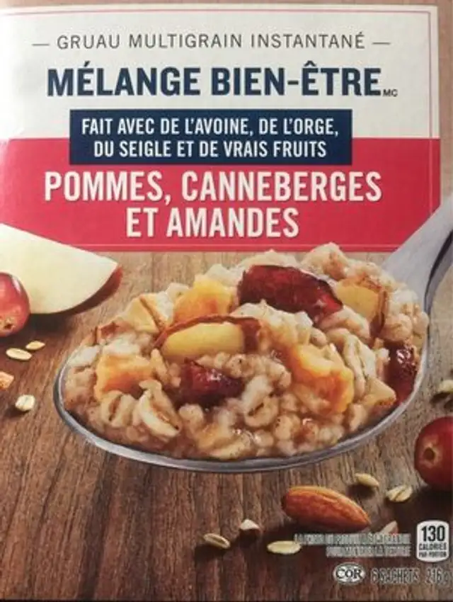 Gruau multigrain Pommes Canneberge et amandes