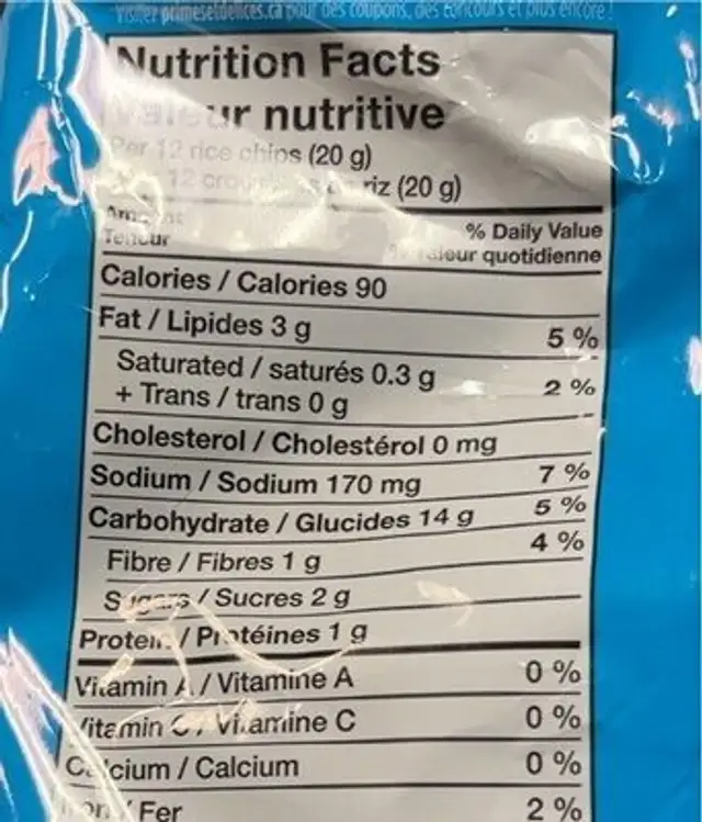CRISPY MINIS BBQ nutrition facts table