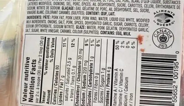 Ail - garlic nutrition facts table