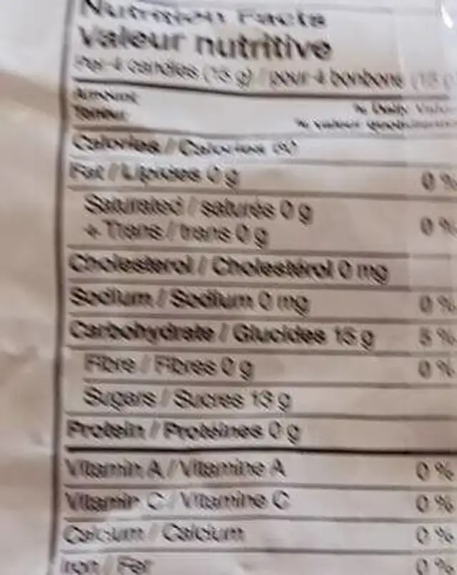 Real mint scotch mints nutrition facts table