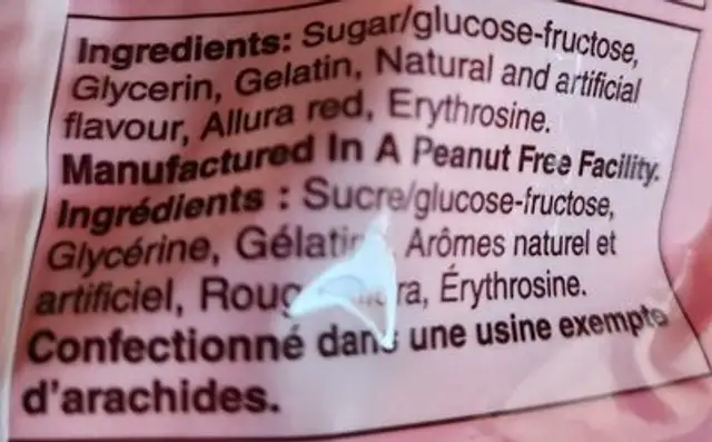 RealMallow Strawberry ingredients label