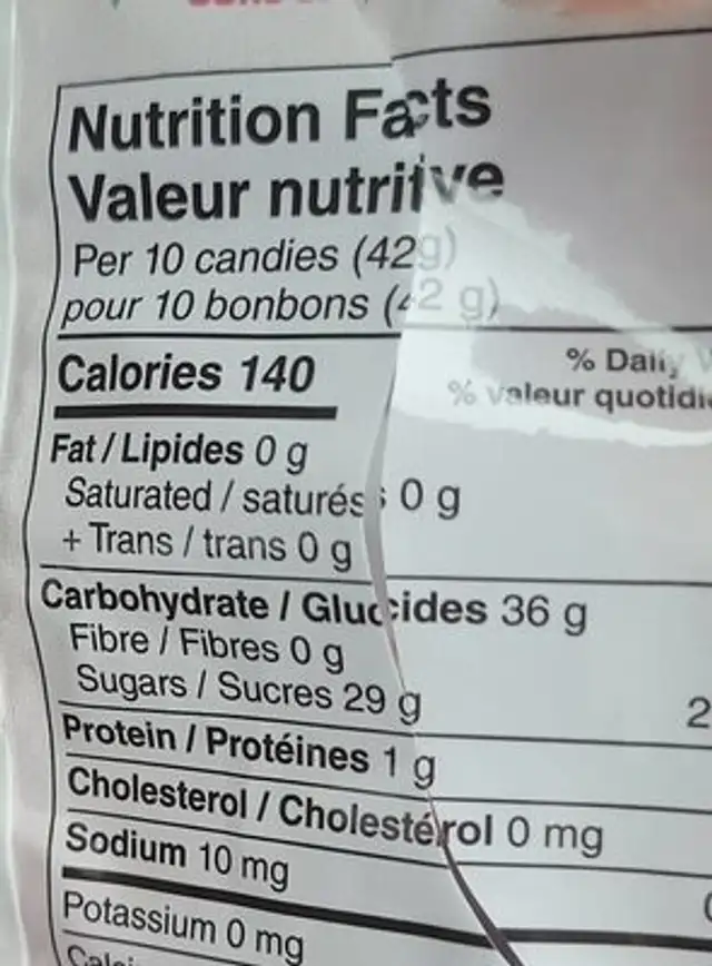RealMallow Strawberry nutrition facts table