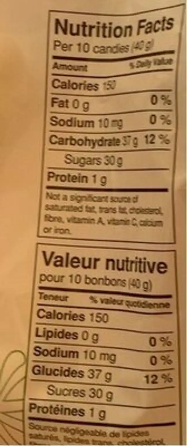 Mallow guimauves nutrition facts table