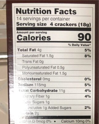 Breton multigrain crackers nutrition facts table
