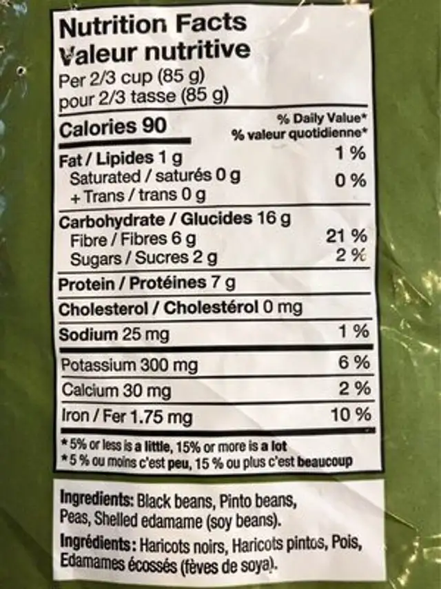 Mélange pro fusion nutrition facts table